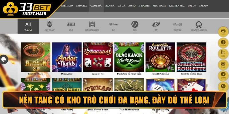 Nền tảng có kho trò chơi đa dạng, đầy đủ thể loại
